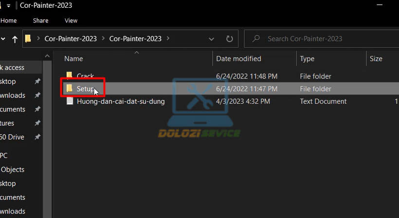 Khởi động file setup