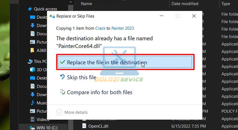 Chọn thao tác như hình