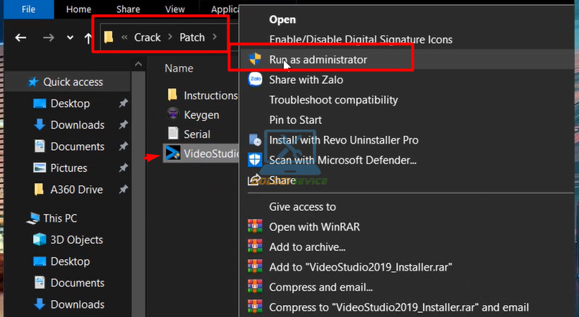 Chạy file kích hoạt