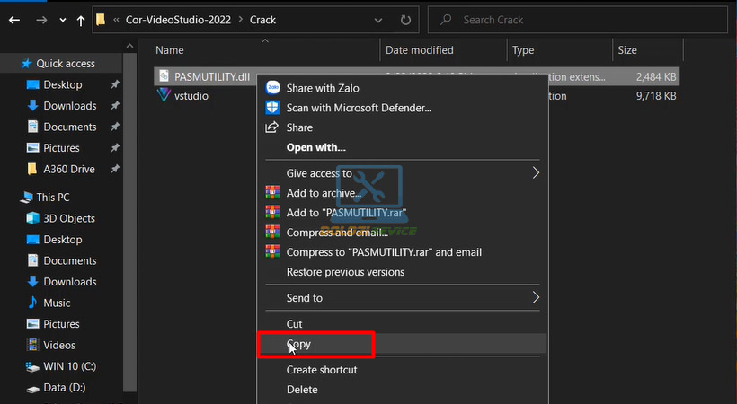 Sao chép file PASMUTILITY
