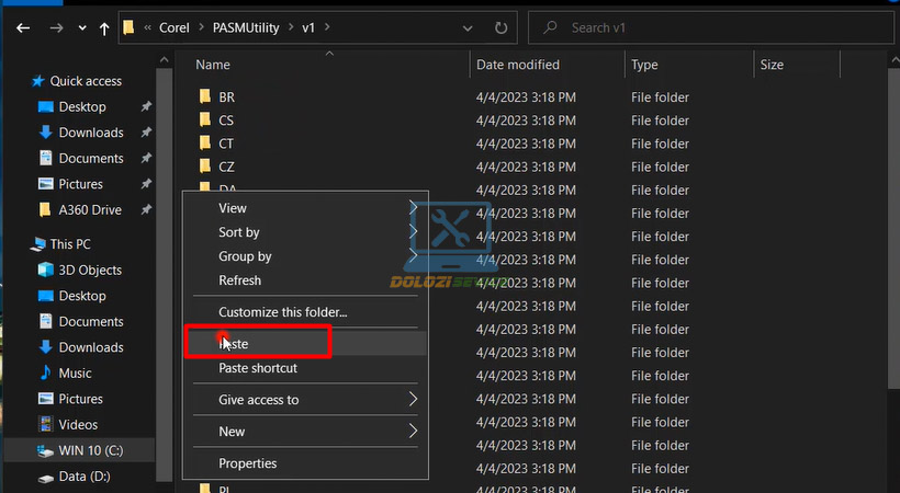 Dán file vào thư mục v1