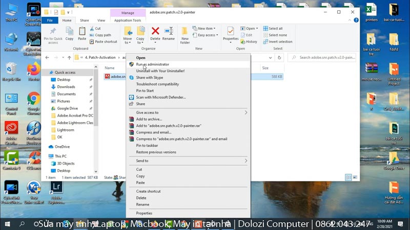 khởi chạy file crack