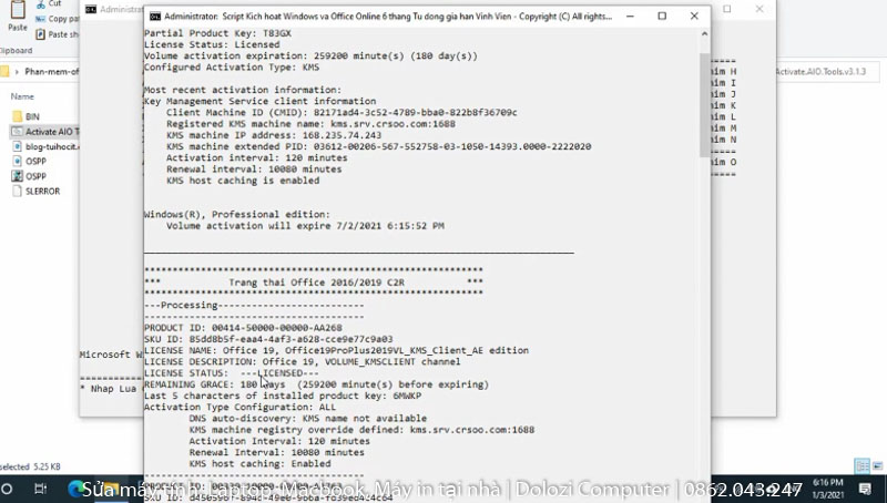 Hoàn thành quá trình kích hoạt Office 2019