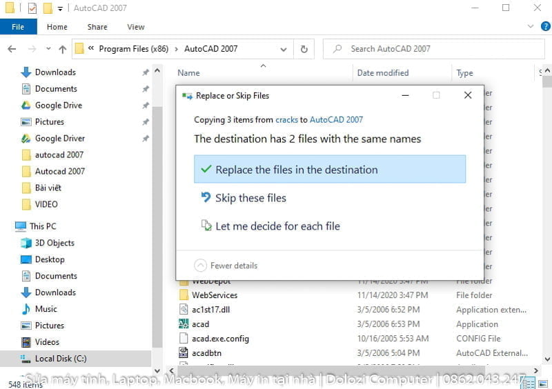 dán vào thư mục cài đặt autocad 2007