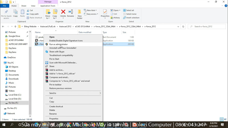 khởi chạy file crack