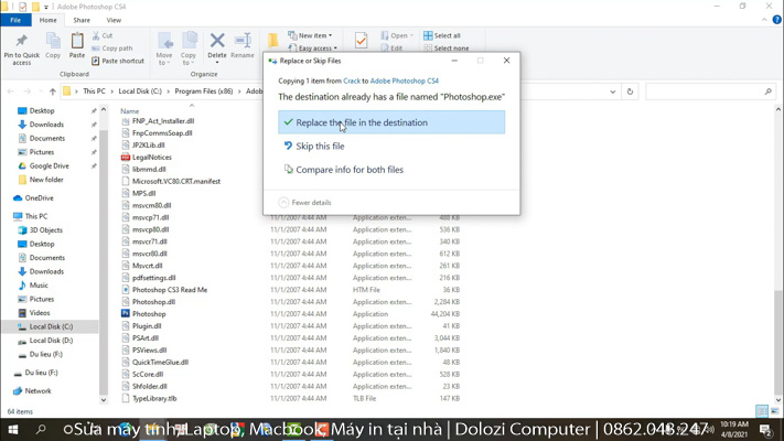 Chọn thay thế file