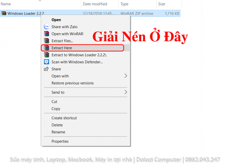 Giải nén file crack win 7