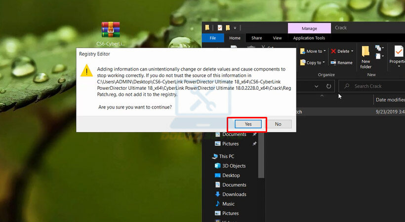 Tiến hành chọn Yes.