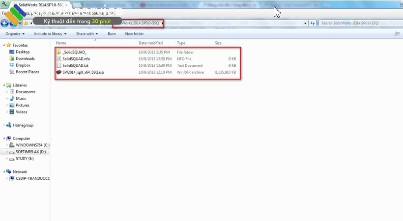 Giải nén phần mềm Solidworks 2014