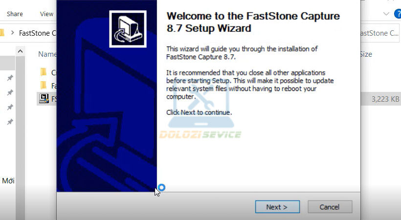 Hướng dẫn tải và cài đặt FastStone Capture 8.7 dễ dàng nhất 4 Chọn Next.