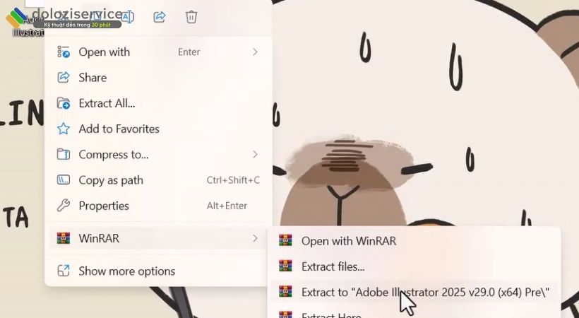 Giải nén file tải Adobe Illustrator 2025