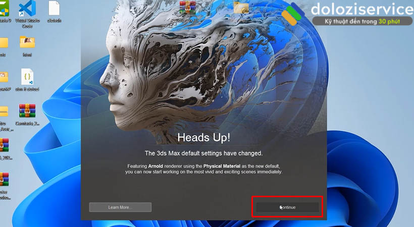 Cách Cài Đặt và Tải 3DS MAX 2024 Dễ Dàng Nhất 15 Nhấn Continue.