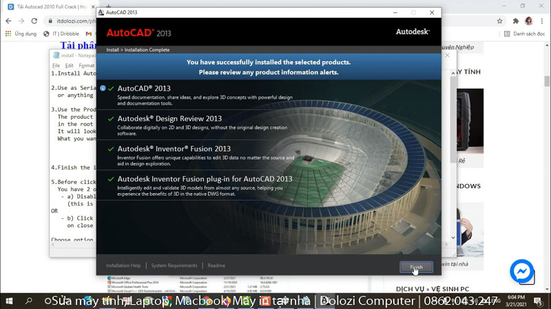 hoàn tất cài đặt