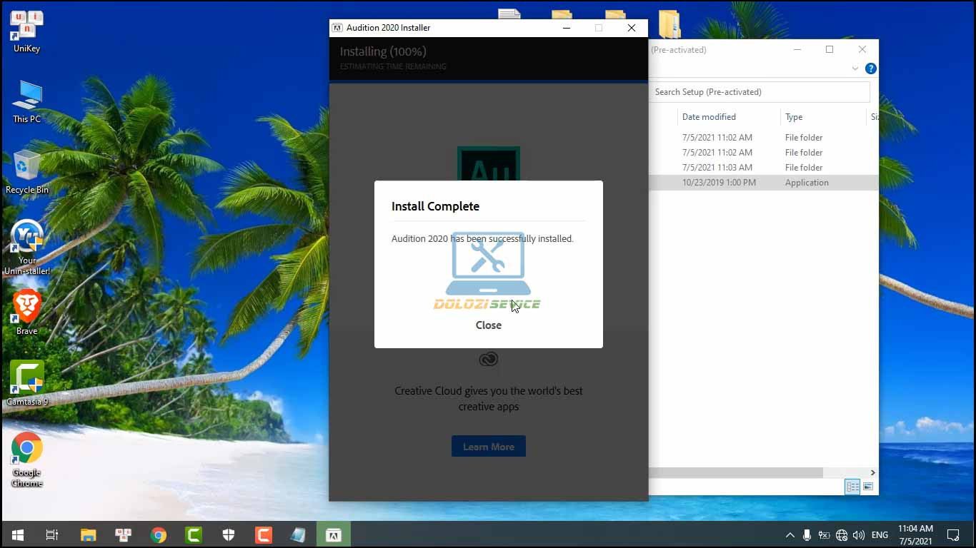 Hoàn tất cài đặt phần mềm Audition 2020 Full Crack