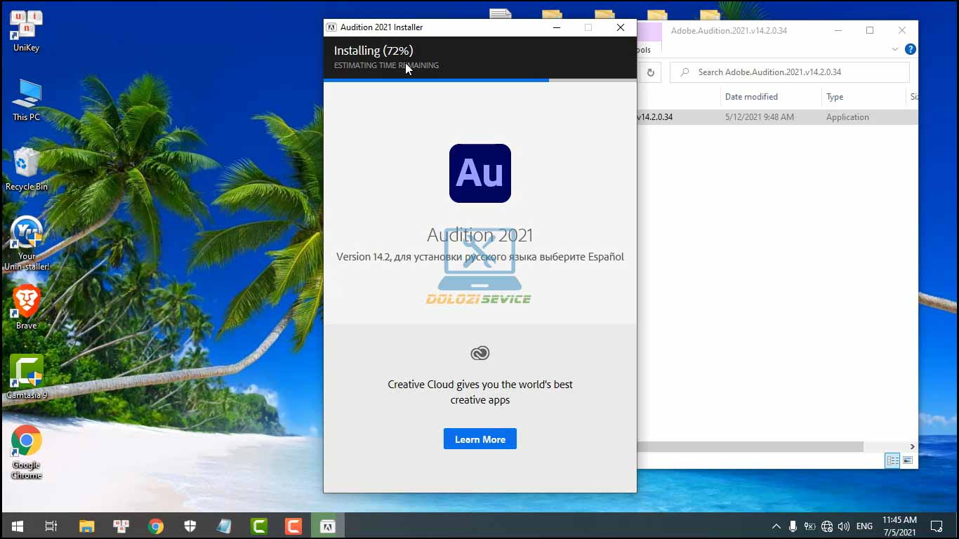 Đợi phần mềm Audition 2021 Full Crack cài đặt hoàn tất