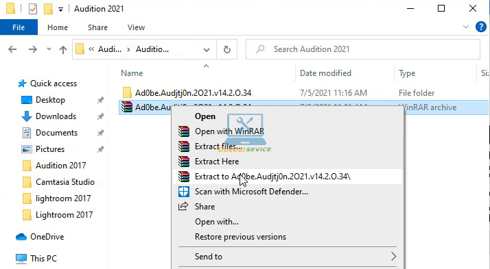 Giải nén phần mềm Audition 2021 Full Crack
