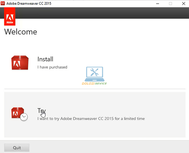 Cài đặt Dreamweaver 2015: Hướng dẫn và Tải phần mềm Miễn phí 5 Chọn Try