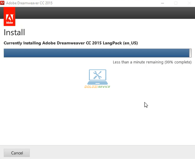 Cài đặt Dreamweaver 2015: Hướng dẫn và Tải phần mềm Miễn phí 10 Đợi phần mềm Dreamweaver 2015 Full Crack hoàn tất