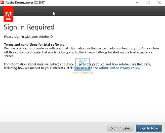 Chọn Sign In Later
