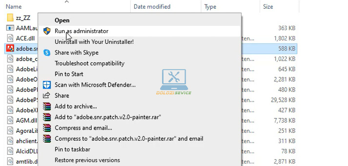 Chạy phần mềm kích hoạt với quyền Admin
