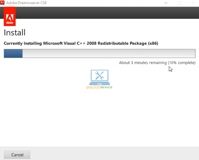 Đợi phần mềm Dreamweaver CS6 Full Crack cài đặt hoàn tất