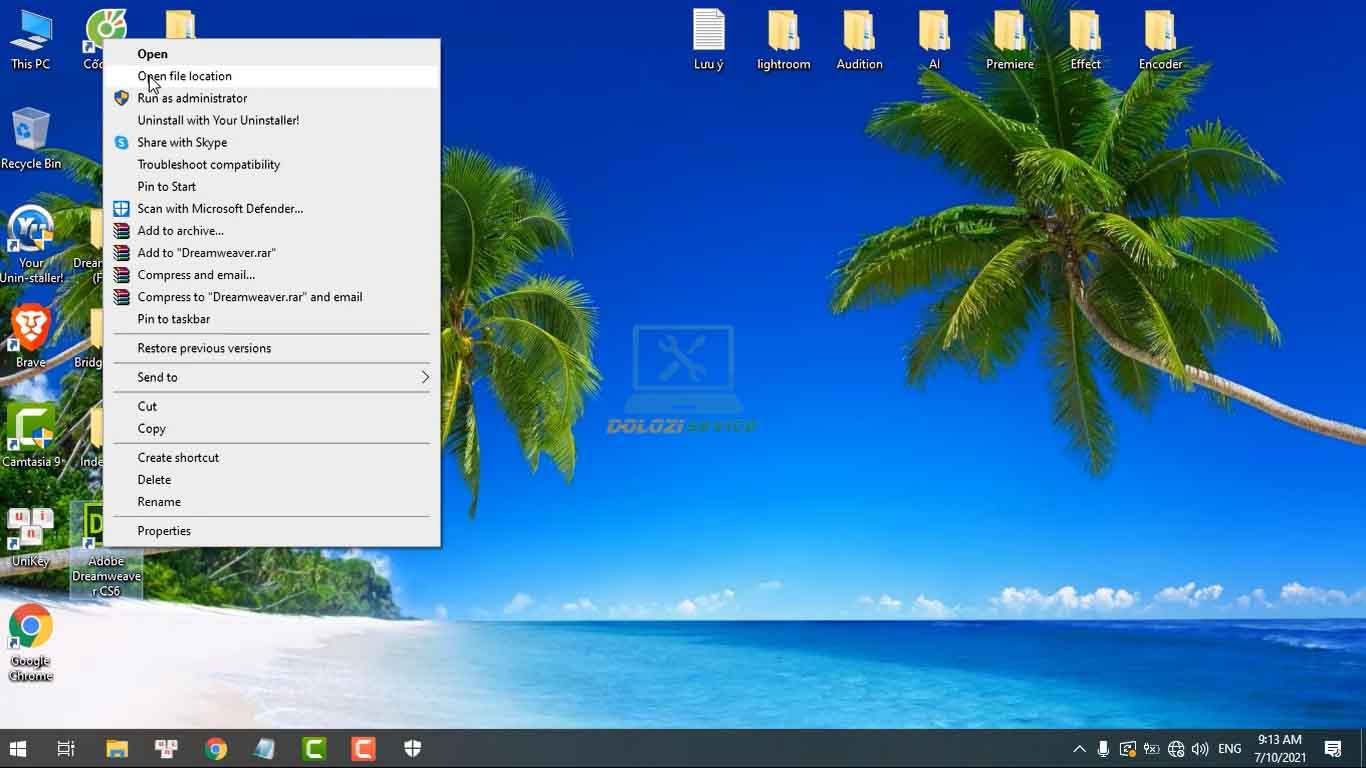 Mở thư mục cài đặt phần mềm Dreamweaver CS6