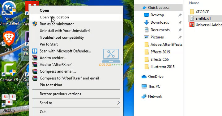 Truy cập vào thư mục cài đặt Effects 2015