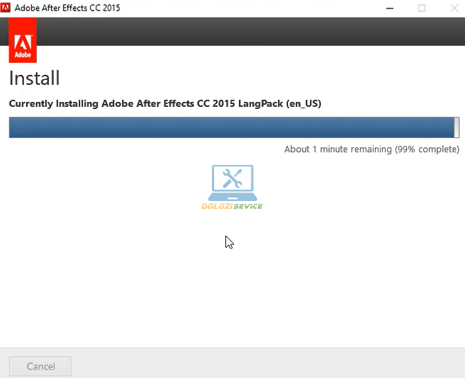 Đợi phần mềm Effects 2015 cài đặt hoàn tất