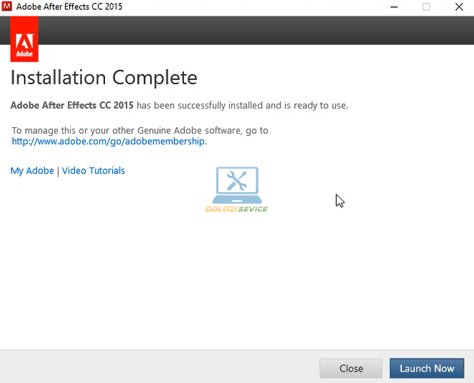 Hoàn tất cài đặt Effects 2015
