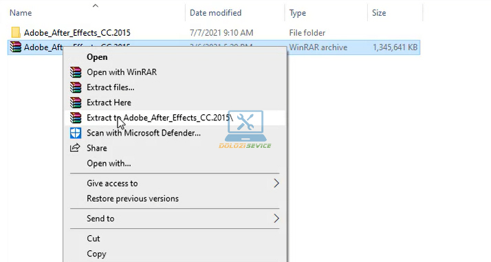 Giải nén phần mềm Effects 2015