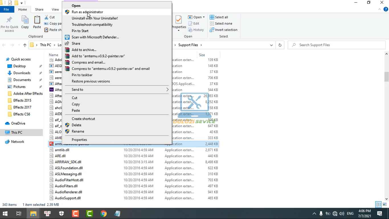 Chạy phần mềm kích hoạt với quyền Admin