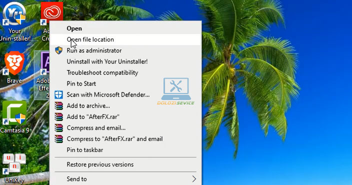 Mở thư mục cài đặt phần mềm After Effects 2017
