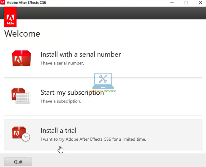 Hướng Dẫn Cài Đặt After Effects CS6 và Tải Phần Mềm Miễn Phí 4 Chọn Install a trial