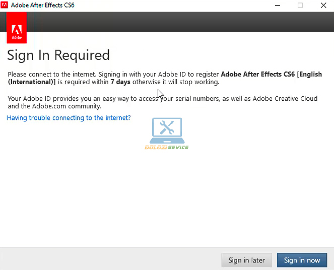 Hướng Dẫn Cài Đặt After Effects CS6 và Tải Phần Mềm Miễn Phí 9 Chọn Sign In Later