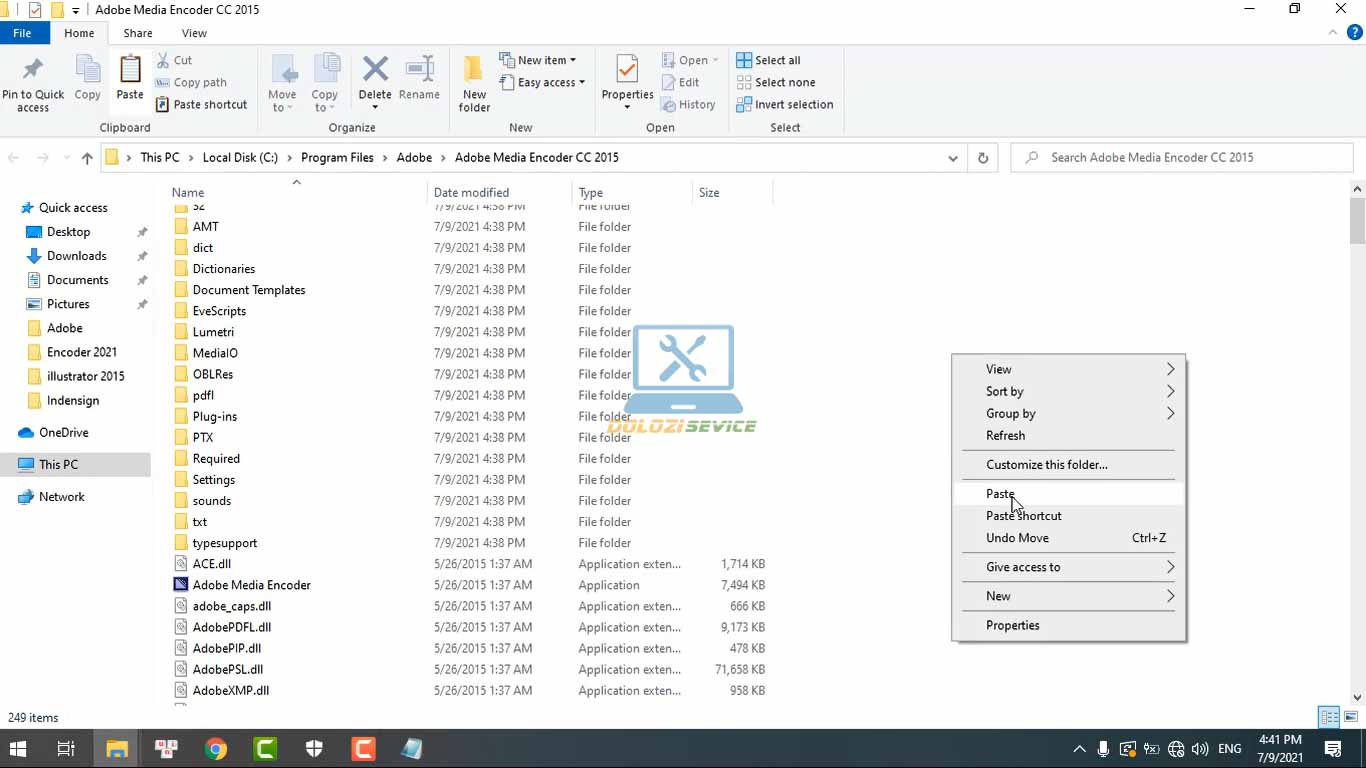 Sau khi Copy xong ta dán vào thư mục cài đặt Encoder 2015