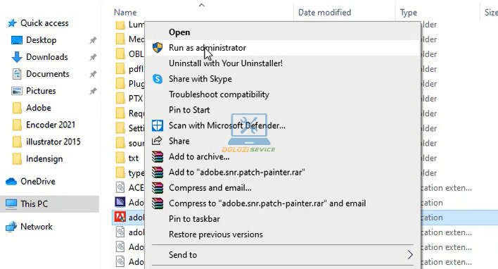 Chạy phần mềm kích hoạt với quyền Admin