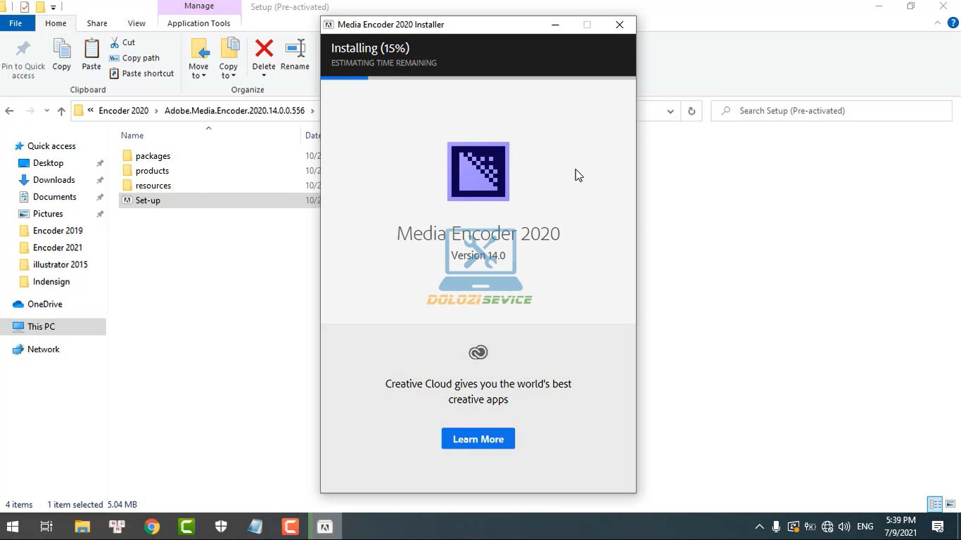 Đợi phần mềm Encoder 2020 cài đặt hoàn tất