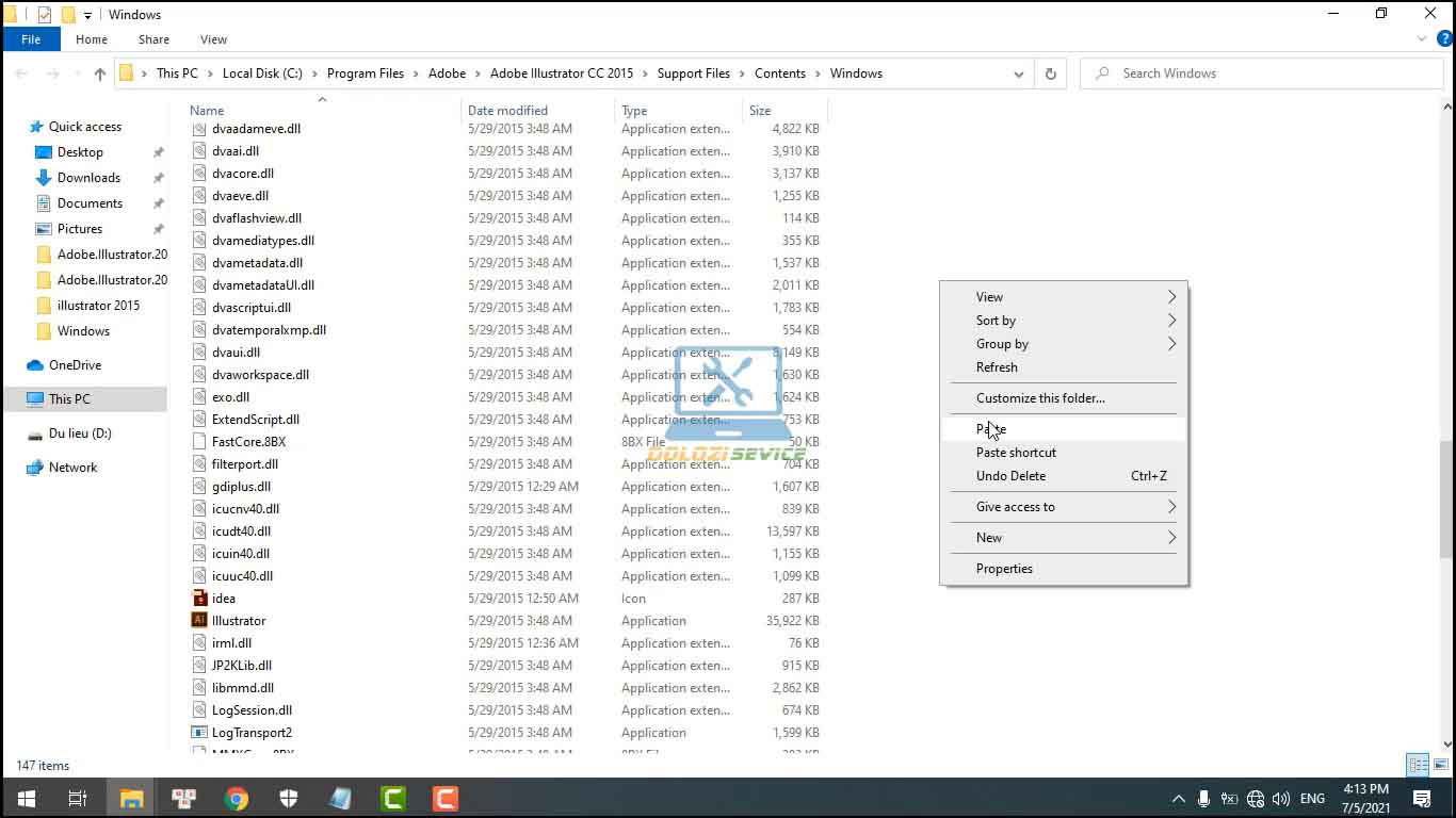 Cách cài đặt và tải Illustrator 2015 đơn giản cho người dùng 15 Dán phần mềm vừa Copy vào thư mục cài đặt illustrator 2015