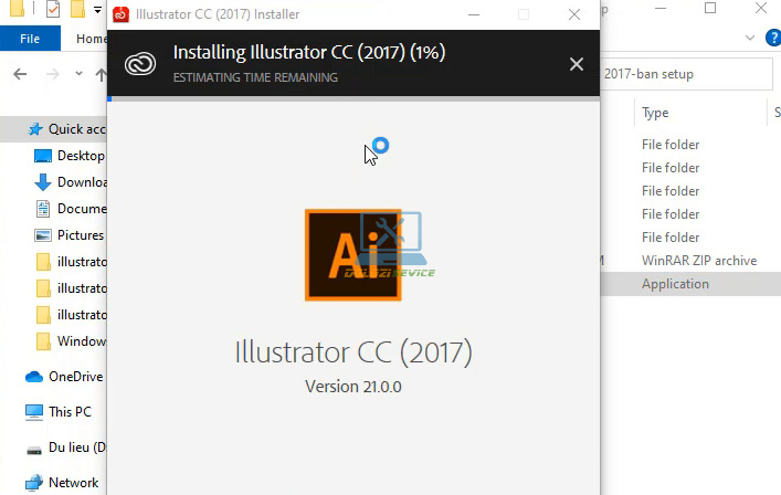 Đợi phần mềm Illustrator 2017 Full Crack cài đặt hoàn tất