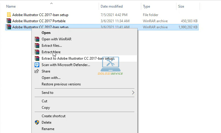 Giải nén phần mềm Illustrator CC 2017