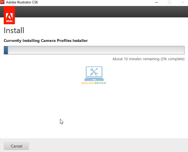Đợi phần mềm Illustrator CS6 cài đặt hoàn tất