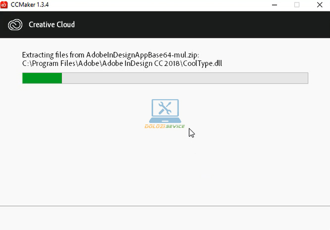 Đợi phần InDesign 2018 Full Crack cài đặt hoàn tất