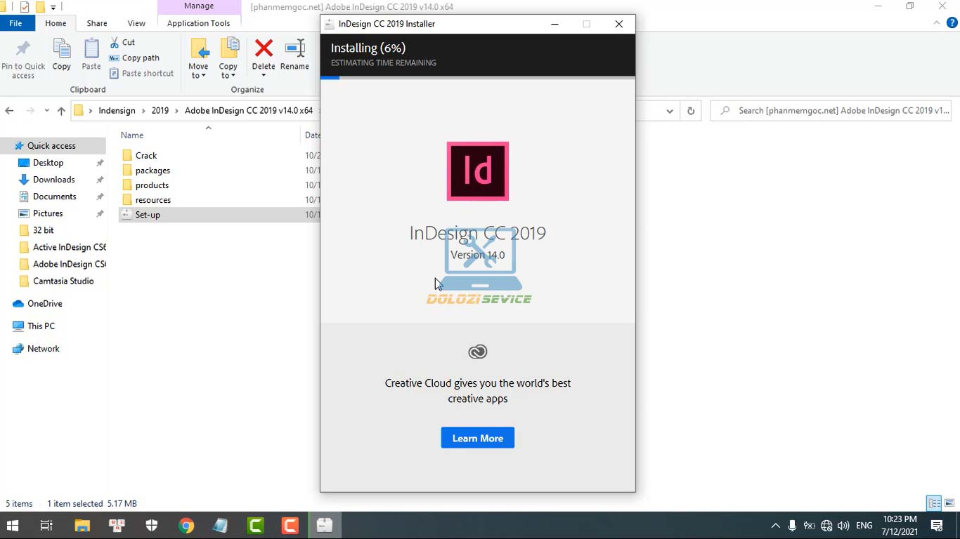 Đợi phần mềm InDesign 2019 Full Crack cài đặt hoàn tất