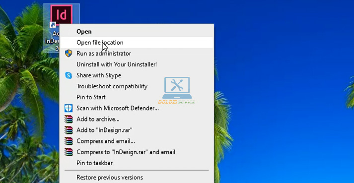 Mở thư mục cài đặt phần mềm InDesign 2019