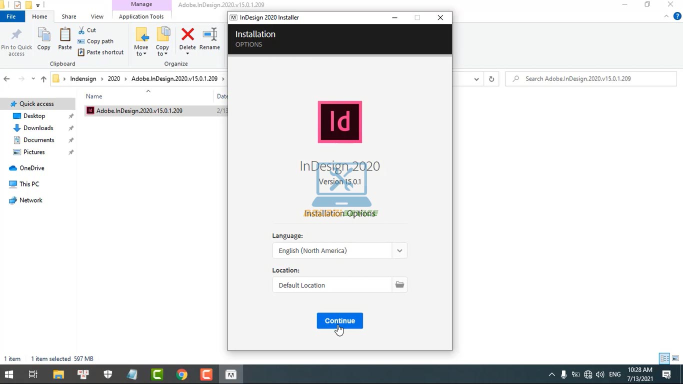 Cách cài đặt InDesign 2020 và tải phần mềm miễn phí 7 Chọn Continue