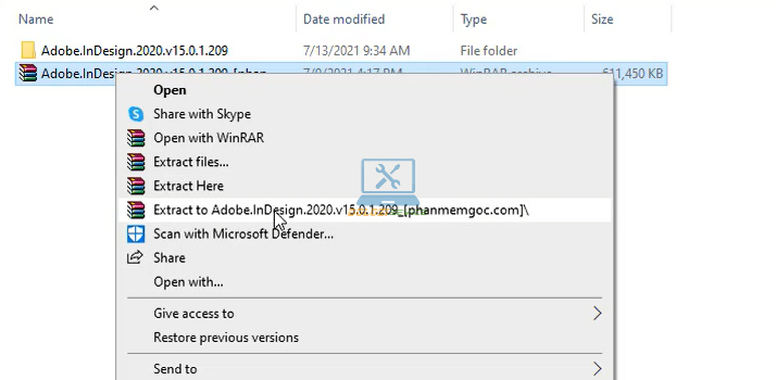 Cách cài đặt InDesign 2020 và tải phần mềm miễn phí 2 Giải nén phần mềm InDesign 2020 Full Crack