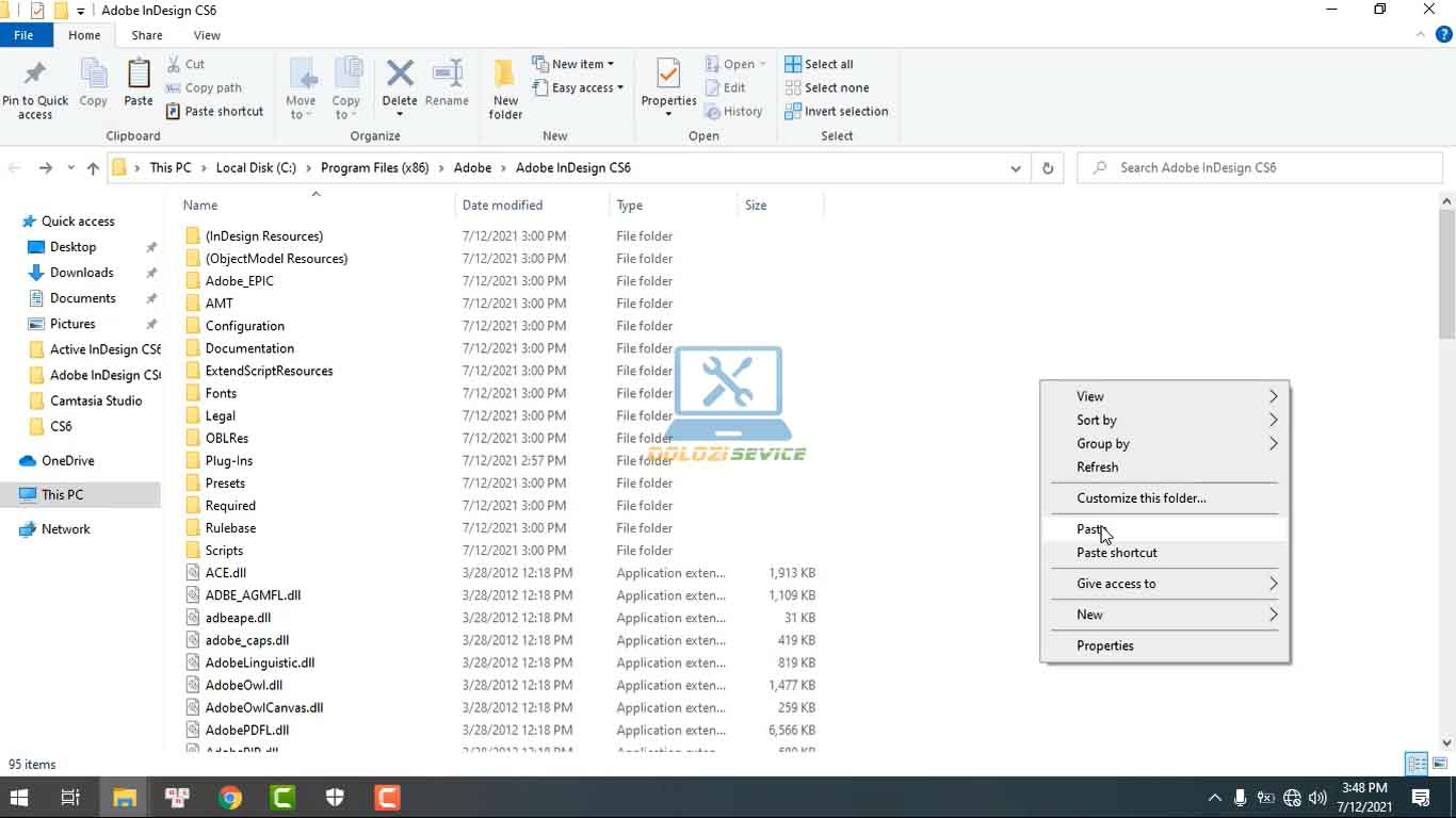 Dán vào thư mục cài đặt phần mềm InDesign CS6