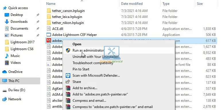 Hướng dẫn cài đặt và tải Lightroom 2017 dễ dàng 19 Chạy phần mềm kích hoạt với quyền Admin