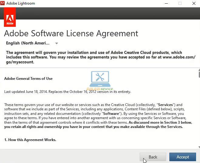 Hướng dẫn cài đặt và tải Lightroom 2017 dễ dàng 8 Chọn Accept