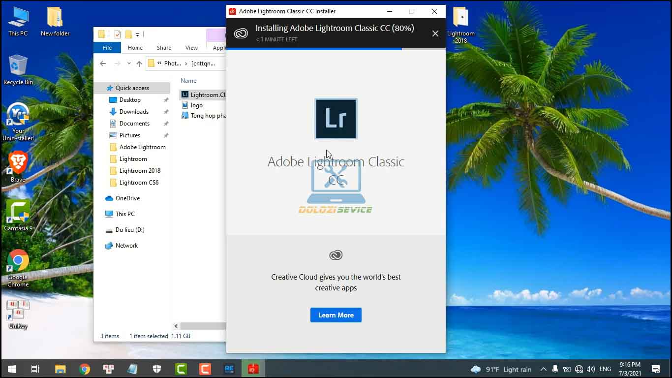 Đợi phần mềm Lightroom 2018 Full Crack cài đặt hoàn tất